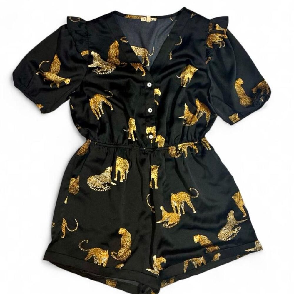 Jodifl Eclectic Funky Black Leopard Romper